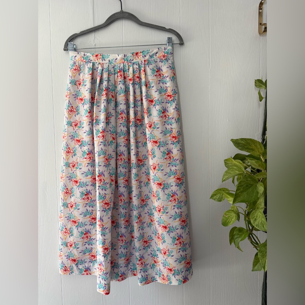 Vintage Wyndham ILGWU Pastel Midi Skirt Cottagecore Spring Tropical USA Union 12